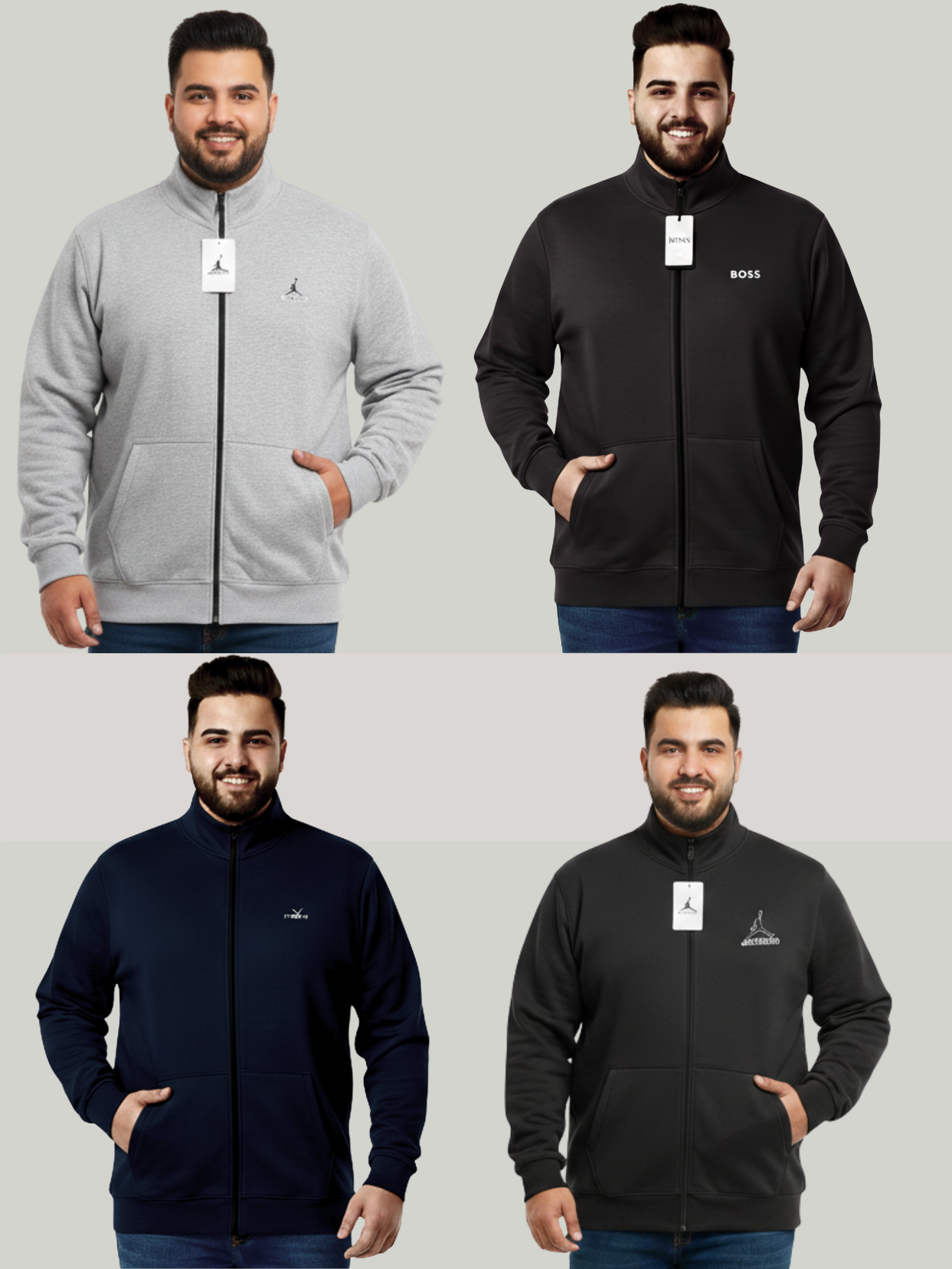 Pack of 4 full Mock Zipper