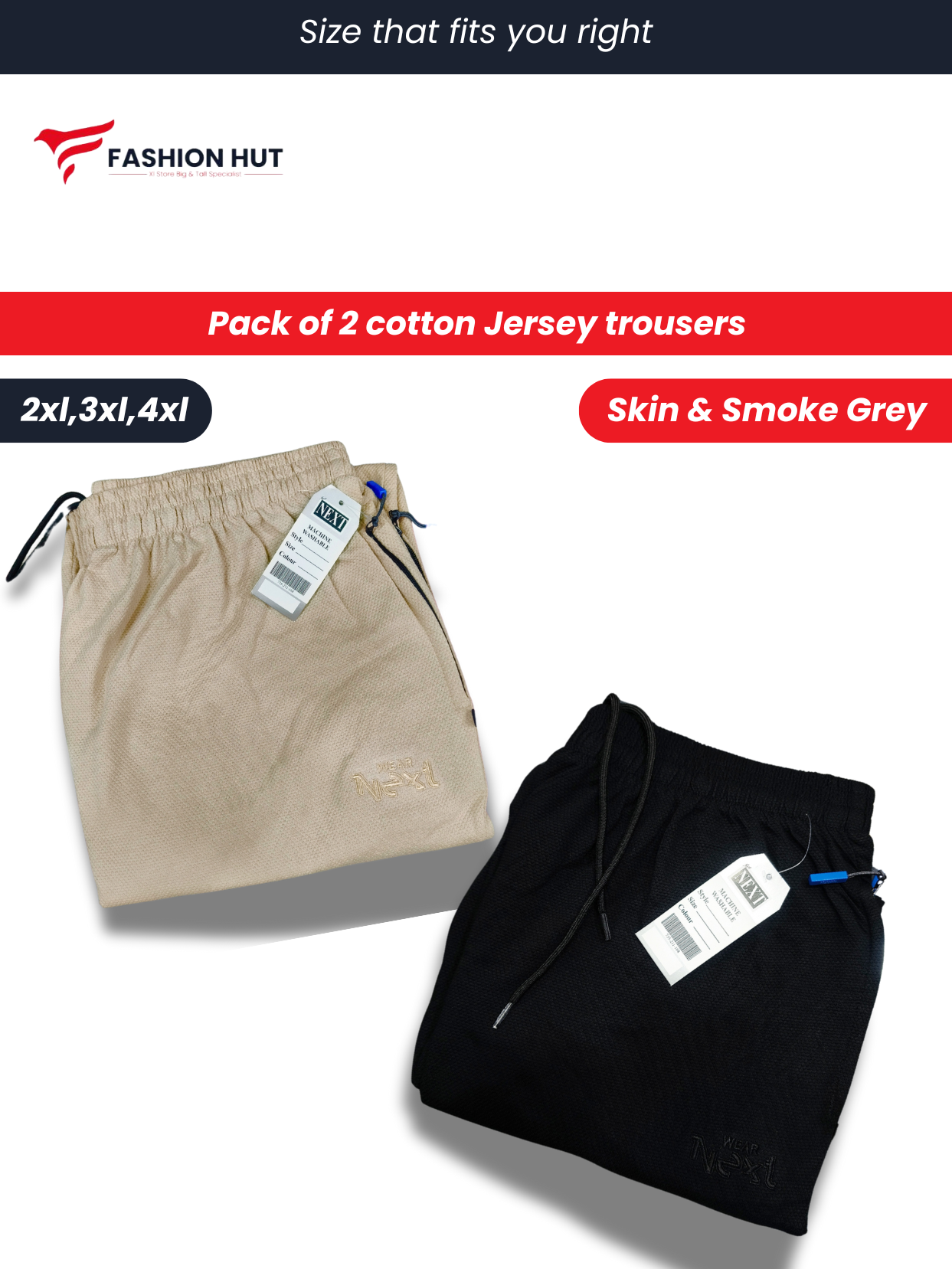Pack of 2 Polo Fabric Popcorn Stuff Trousers Big size
