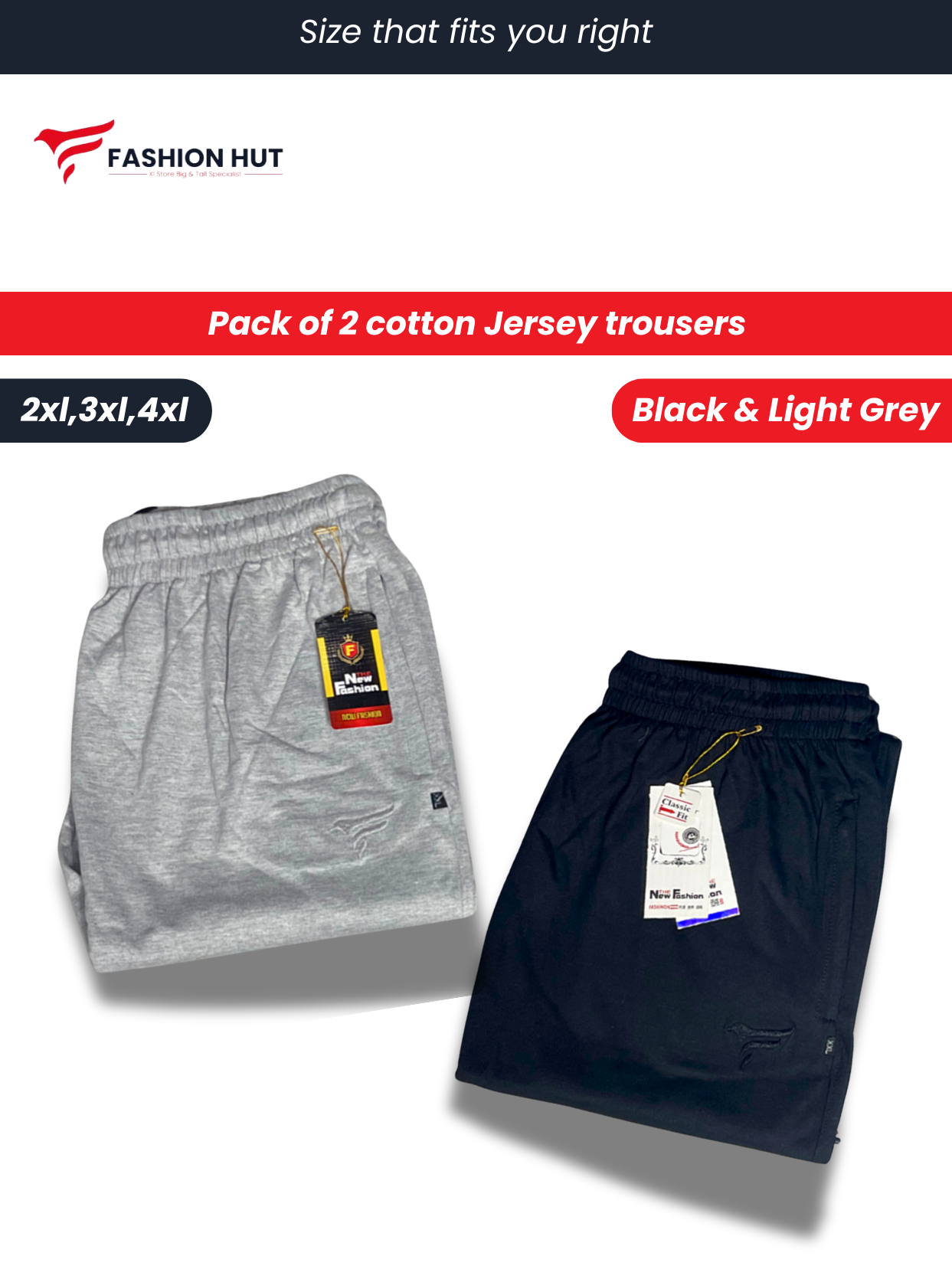 Pack of 2 Jersey Trousers slim fit design
