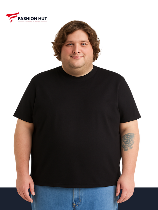 Jet Black Jersey round neck T-shirt