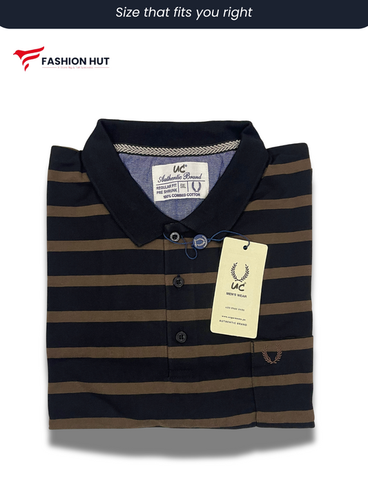UC  Polo Stripers Dark Blue with Brown lines | Summer Fit