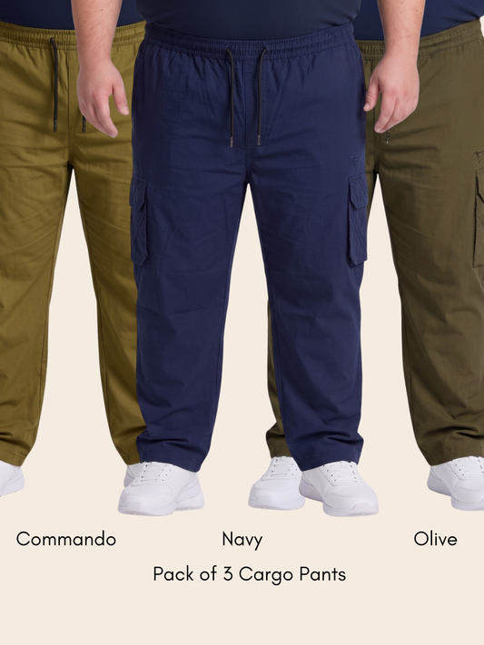 Pack of 3 Premium 5 Pockets Cargo Trousers