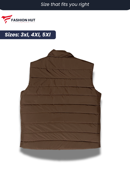 Brown Sleeveless Parachute Puffer Jacket