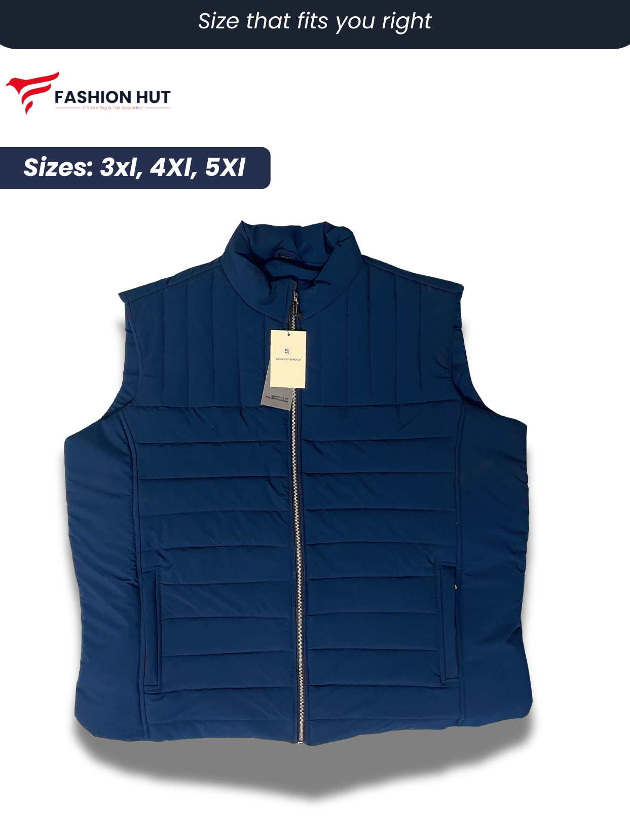 Blue Sleeveless Parachute Puffer Jacket