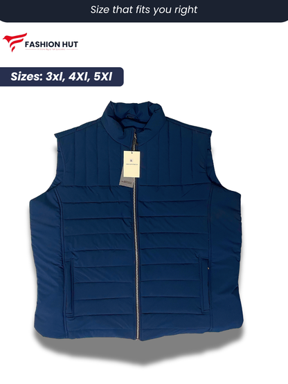 Blue Sleeveless Parachute Puffer Jacket