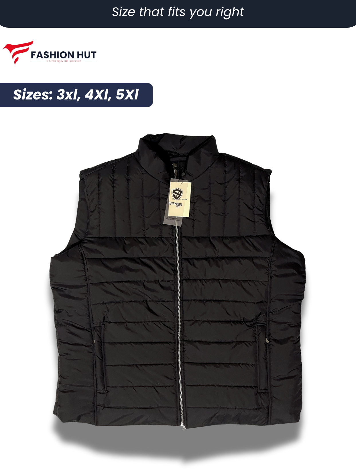 Black Sleeveless Parachute Puffer Jacket