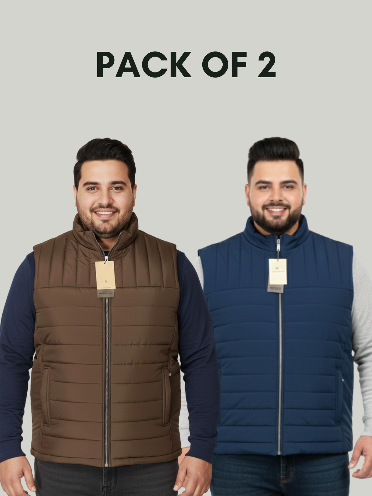 Pack of 2 Sleeveless Parachute Puffer Jacket