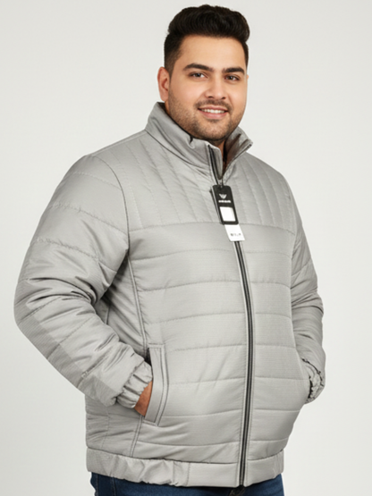 Full Sleeve Grey Parachute Puffer Jacket