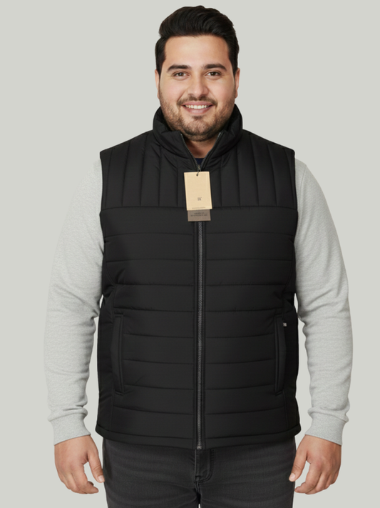 Black Sleeveless Parachute Puffer Jacket