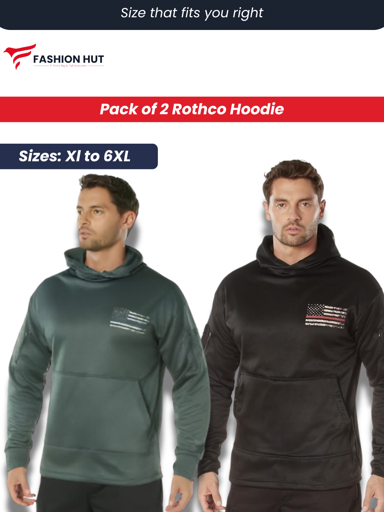 Pack of 2 Rothco Original Flees Hoodies