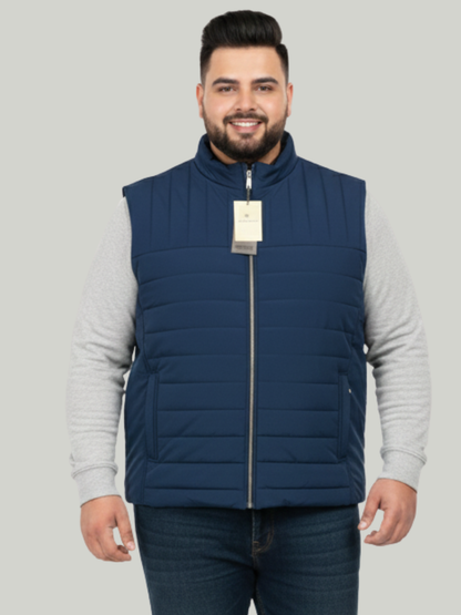 Blue Sleeveless Parachute Puffer Jacket