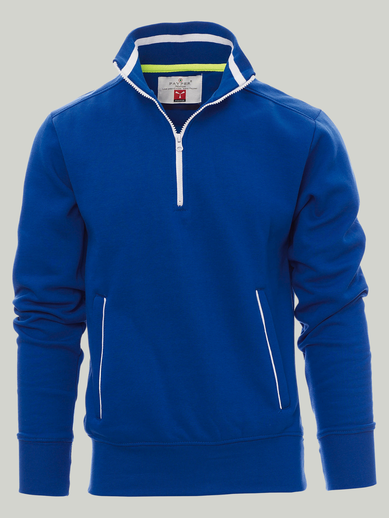 Fancy Royal Blue payper Half Zip mock Sweatshirt