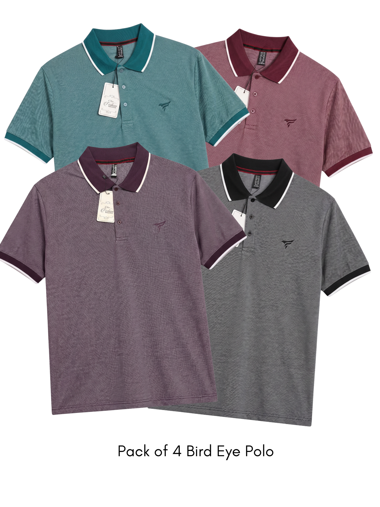 Pack of 4 Bird Eye P.Q Polo Shirt