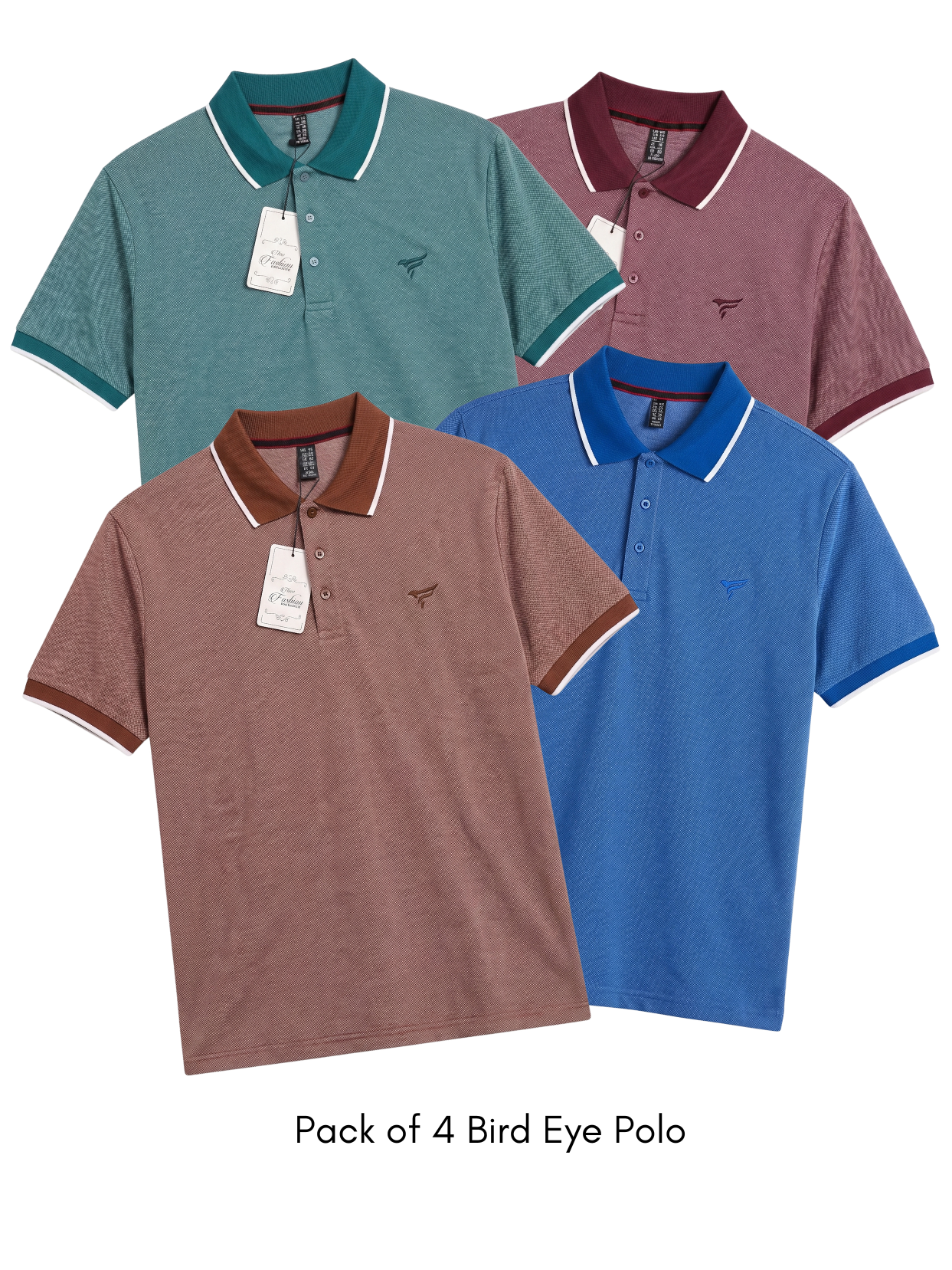 Pack of 4 Bird Eye P.Q Polo Shirt