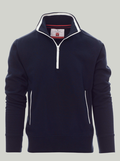 Fancy Navy Blue payper Half Zip mock Sweatshirt