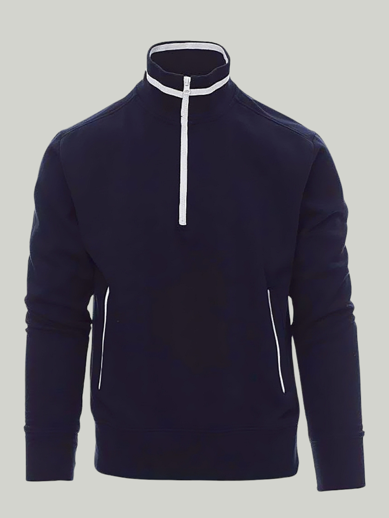 Fancy Navy Blue payper Half Zip mock Sweatshirt