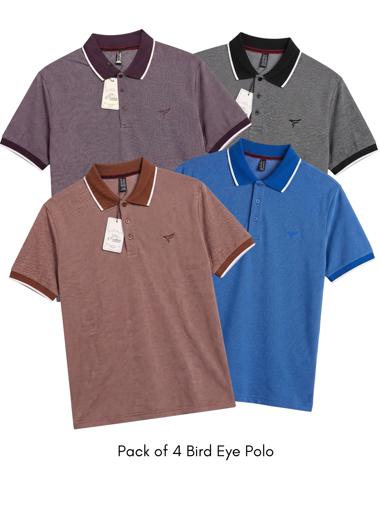 Pack of 4 Bird Eye P.Q Polo Shirt
