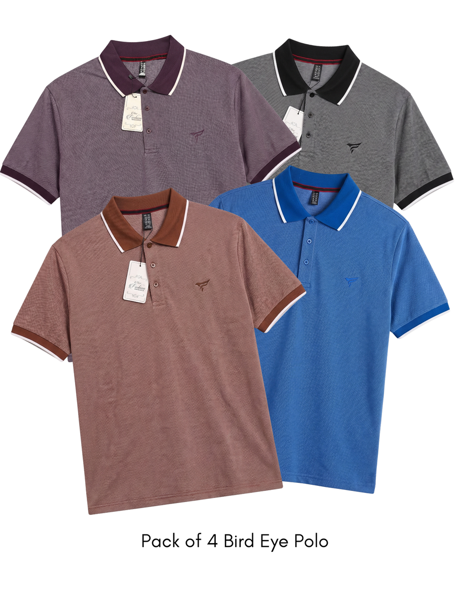 Pack of 4 Bird Eye P.Q Polo Shirt