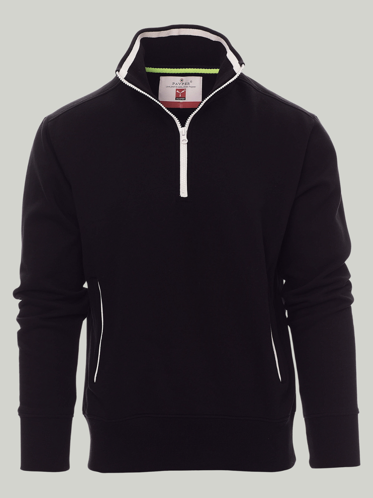 Fancy jet black payper Half Zip mock Sweatshirt