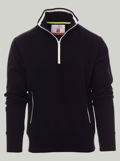Fancy jet black payper Half Zip mock Sweatshirt