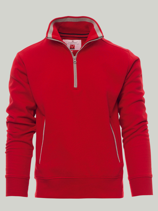 Fancy Red payper Half Zip mock Sweatshirt