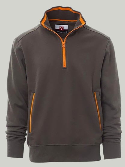 Fancy Charcoal Grey payper Half Zip mock Sweatshirt