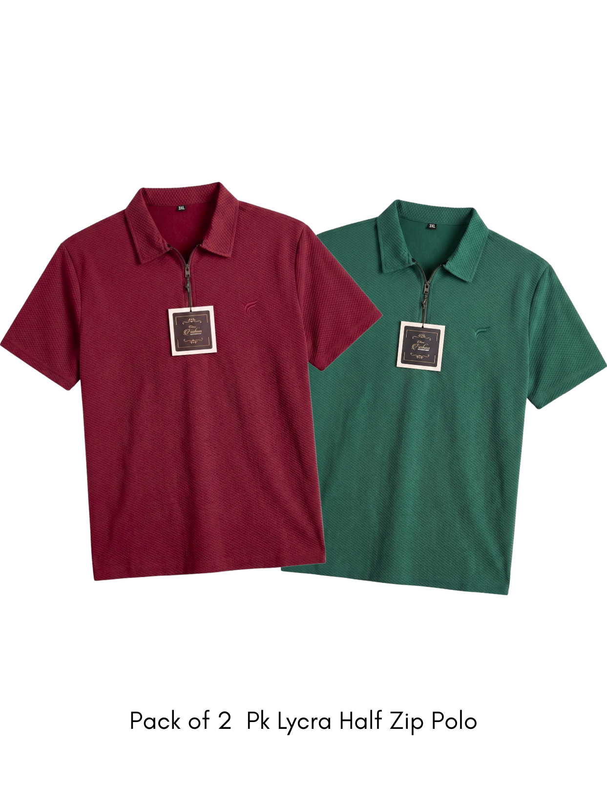 Pack of 2 Pk Lycra Half Zip Polo| Summer Fit