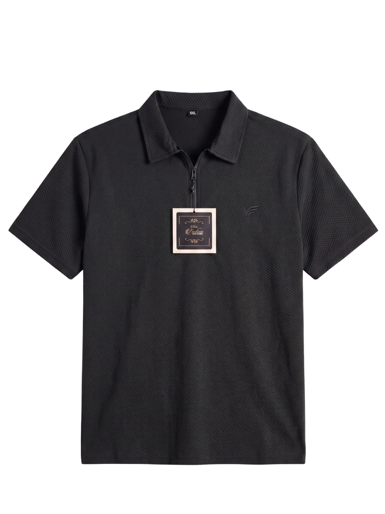 Jet Black Pk Lycra Half Zip Polo | Summer Fit