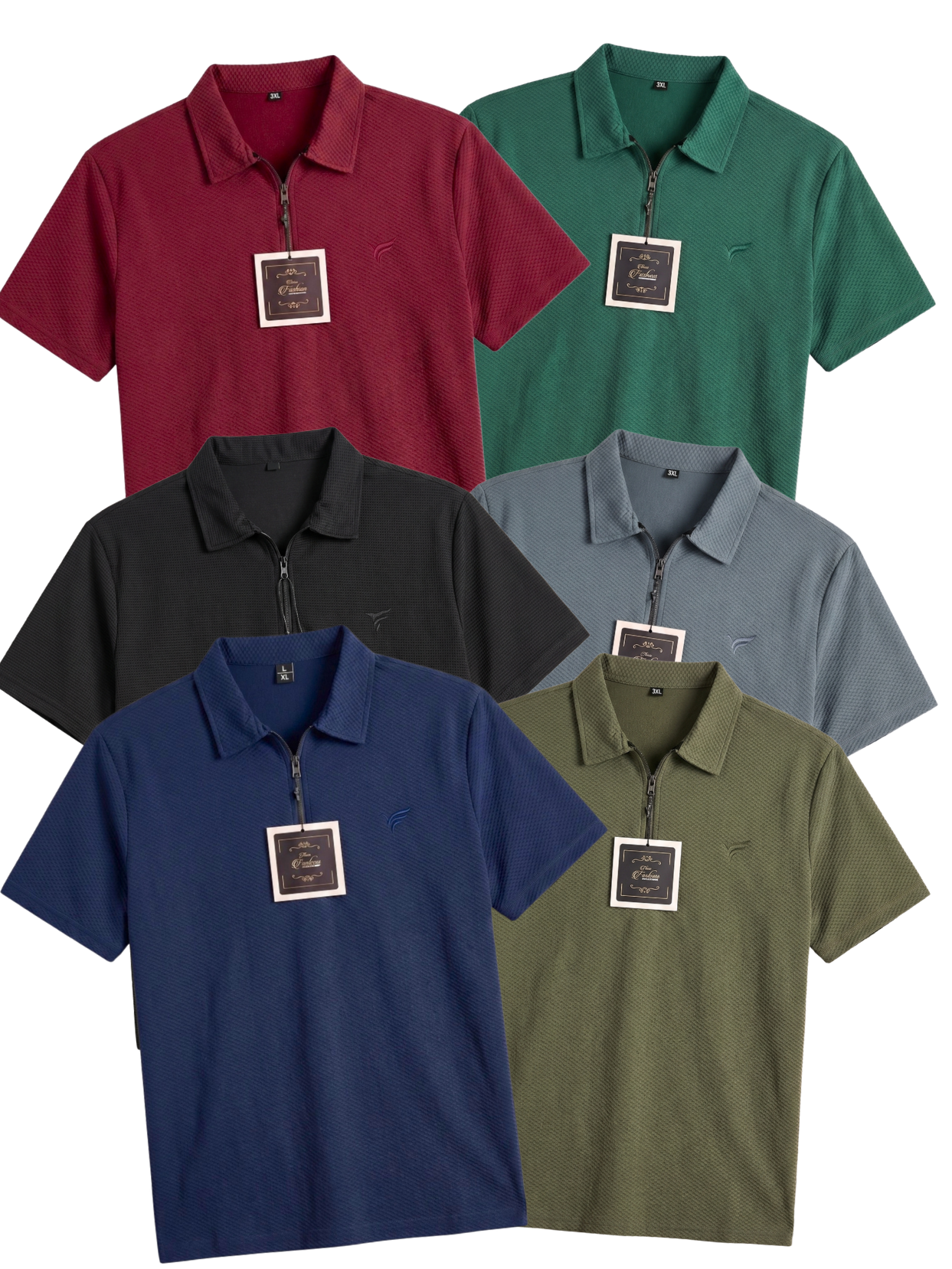 Pack of 6 Pk Lycra Half Zip Polo| Summer Fit