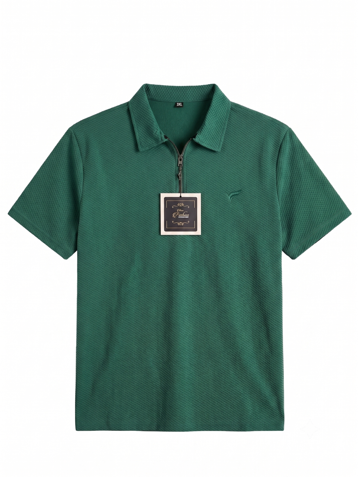 Bottle Green Pk Lycra Half Zip Polo| Summer Fit
