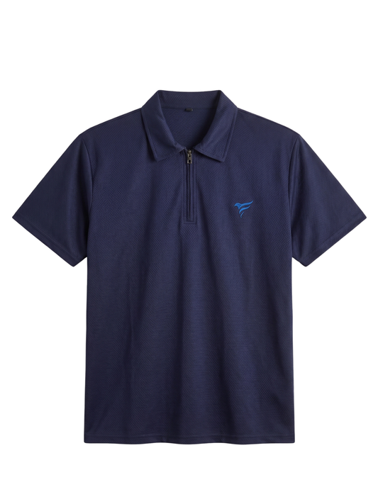 Navy Lycra Half Zipper Polo| Summer Fit