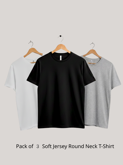 Pack of 3 Soft Jersey Round Neck T-Shirt | Summer Collection