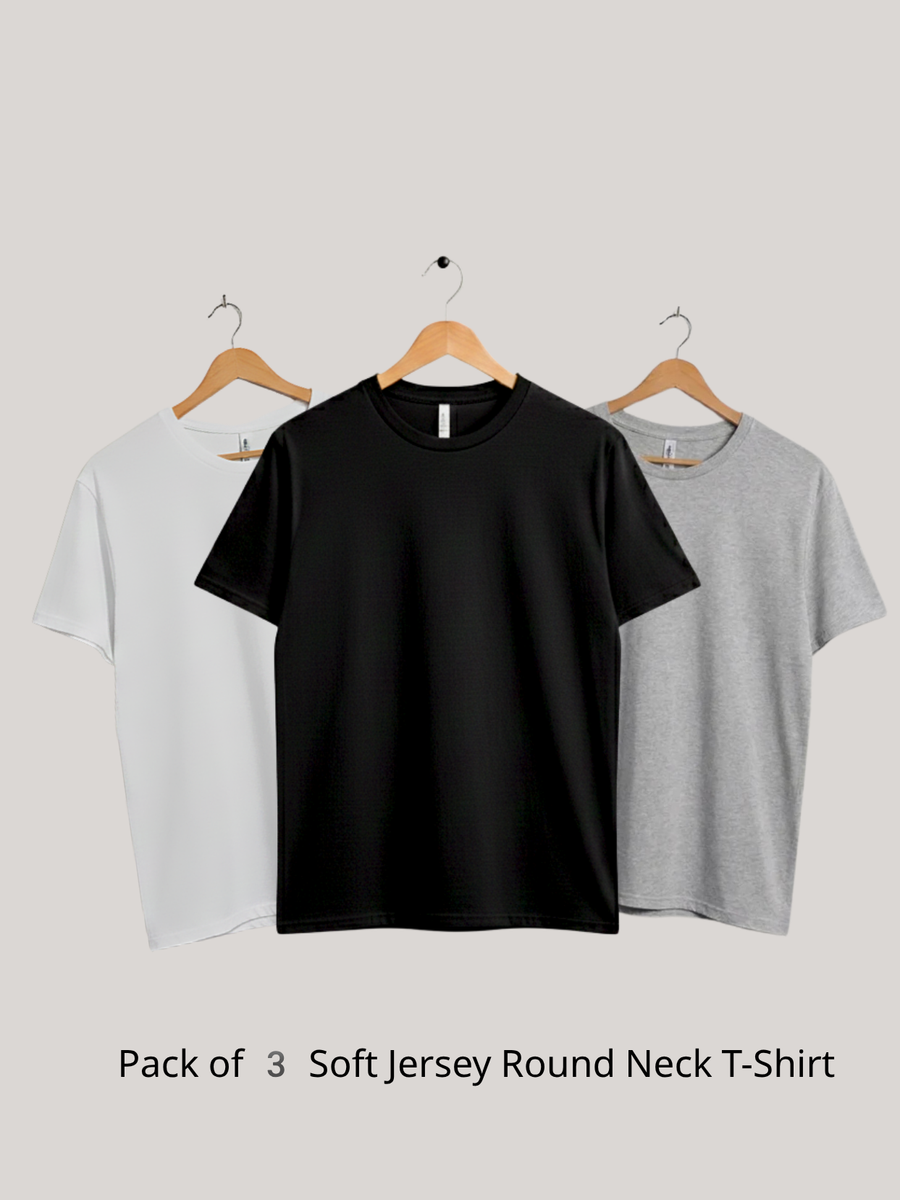Pack of 3  Export Soft Jersey Round Neck T-Shirt | No Color Selection