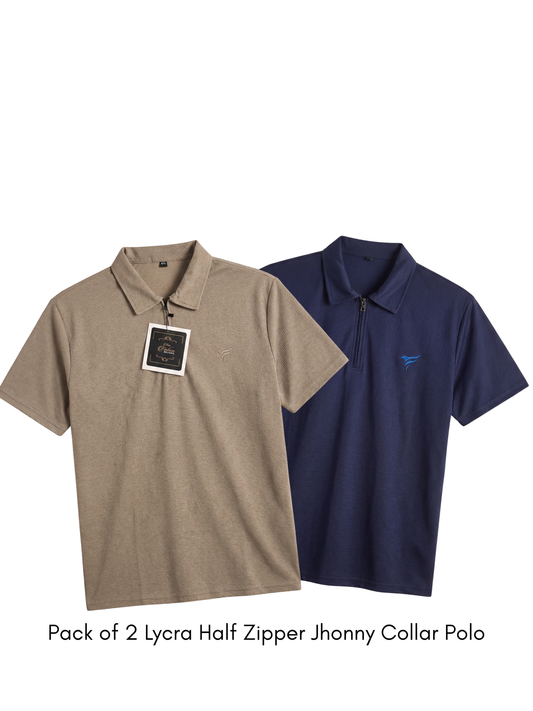 Pack of 2 Lycra Half Zipper Polo | Summer Fit