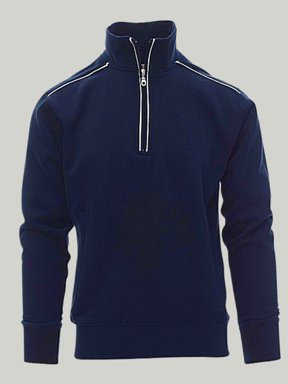 Tipping Navy Blue payper Mock Half Zip Sweatshirt