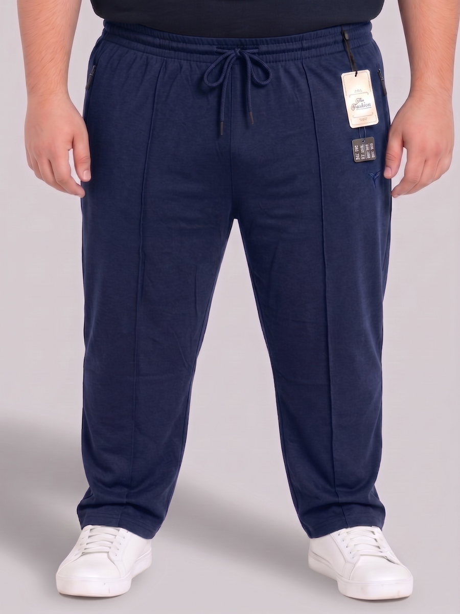Navy Blue Pleated Cotton Jersey Trousers | Summer Edition