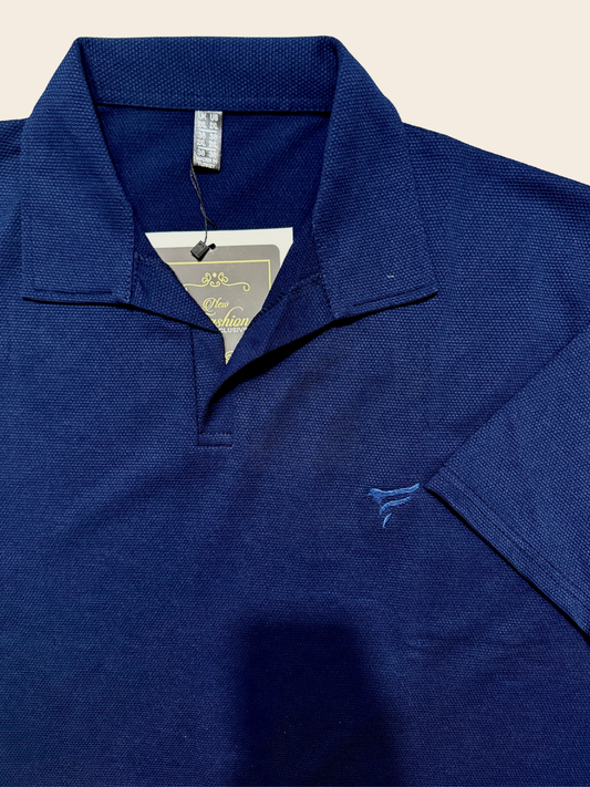 Navy Pk Lycra johnny Collar Polo| Summer Fit