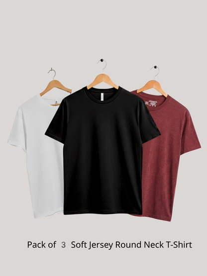 Pack of 3 Soft Jersey Round Neck T-Shirt | Summer Collection