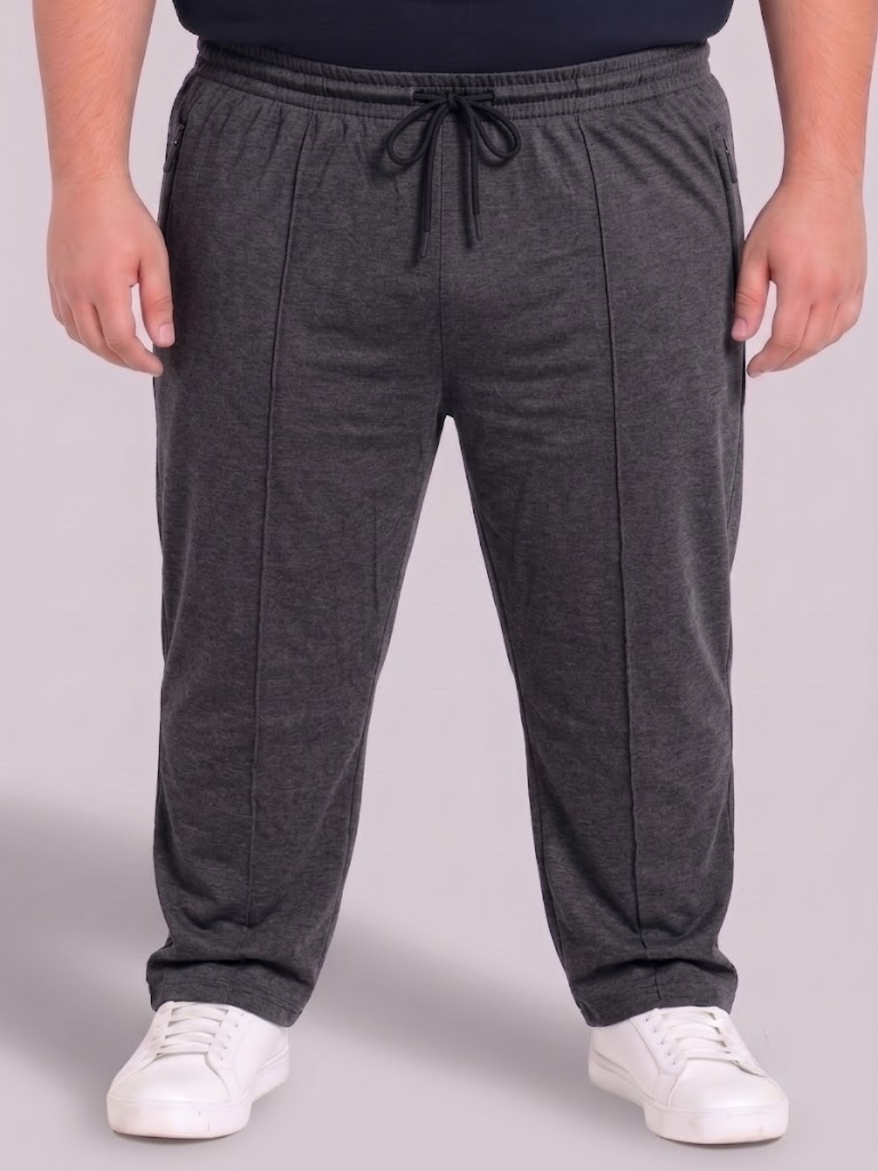 Charcoal Grey Pleated  Cotton Jersey Trousers | Summer Edition