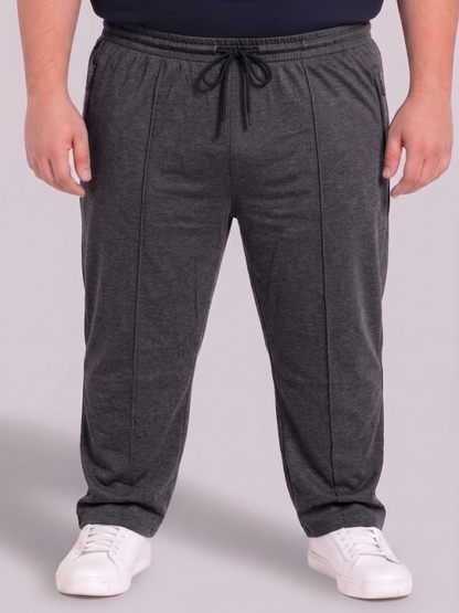 Charcoal Grey Pleated  Cotton Jersey Trousers | Summer Edition