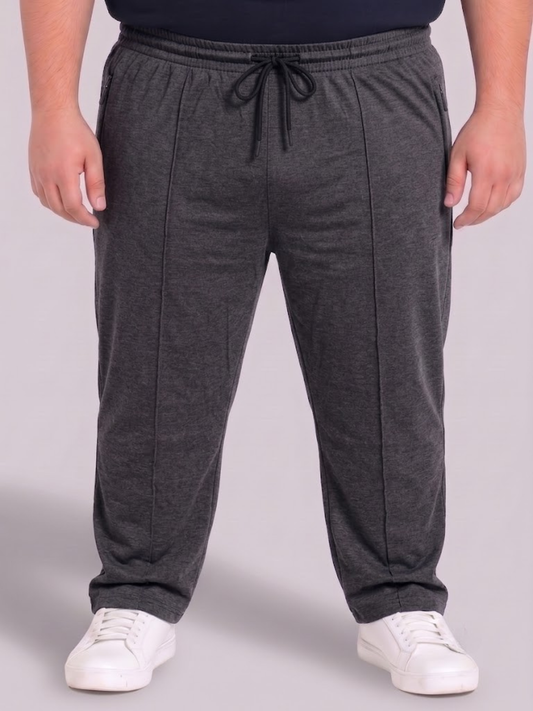 Charcoal Grey Pleated  Cotton Jersey Trousers | Summer Edition