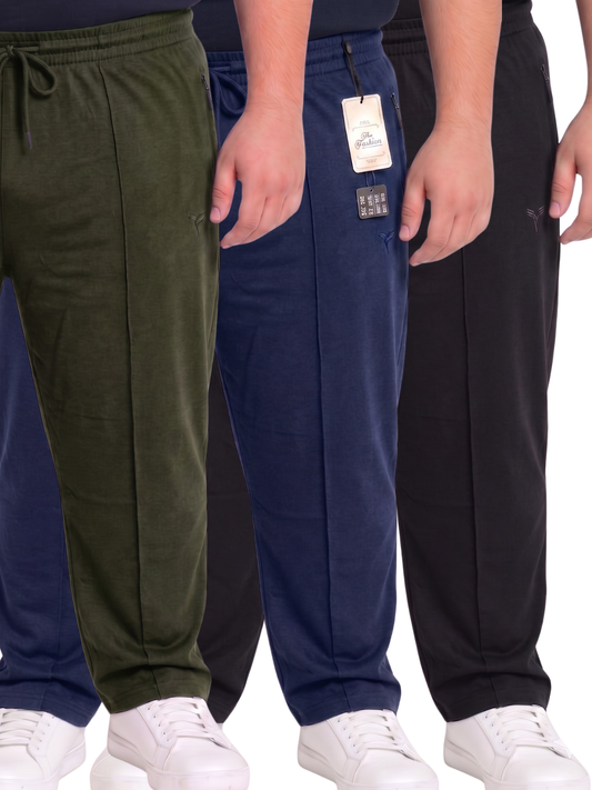 Pack of 3 Pleated  Cotton Jersey Trousers | Summer Edition