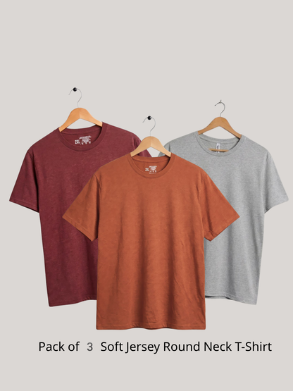 Pack of 3 Soft Jersey Round Neck T-Shirt | Summer Collection