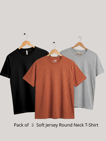 Pack of 3 Soft Jersey Round Neck T-Shirt | Summer Collection