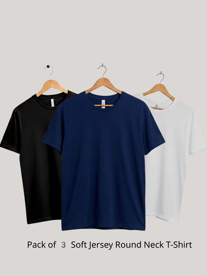 Pack of 3 Soft Jersey Round Neck T-Shirt | Summer Collection