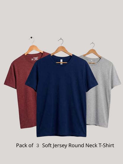 Pack of 3 Soft Jersey Round Neck T-Shirt | Summer Collection