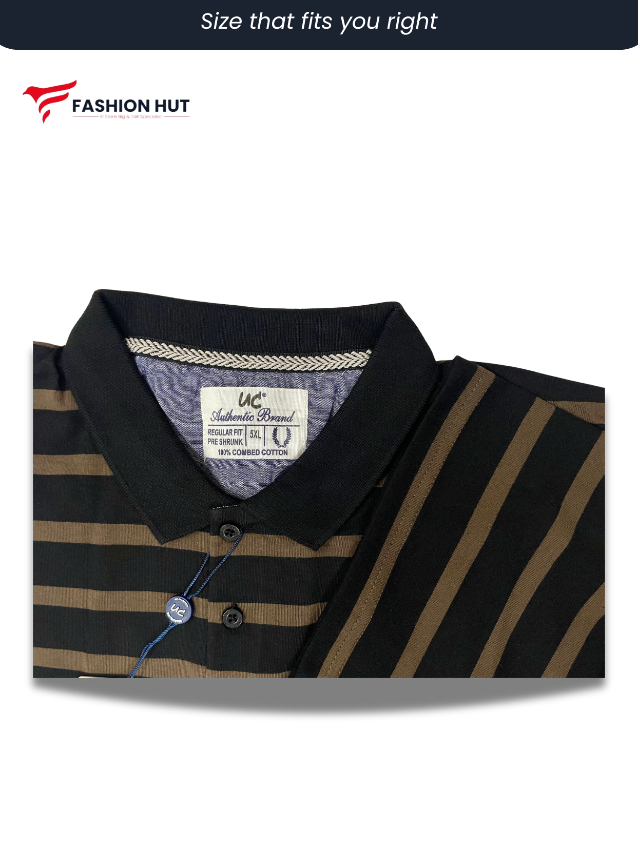 UC  Polo Stripers Dark Blue with Brown lines | Summer Fit
