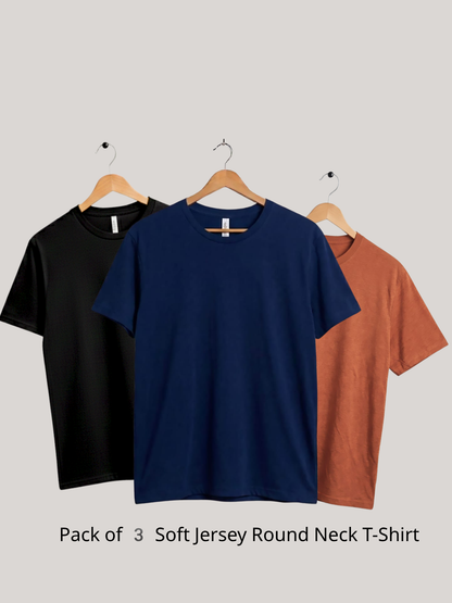 Pack of 3 Soft Jersey Round Neck T-Shirt | Summer Collection