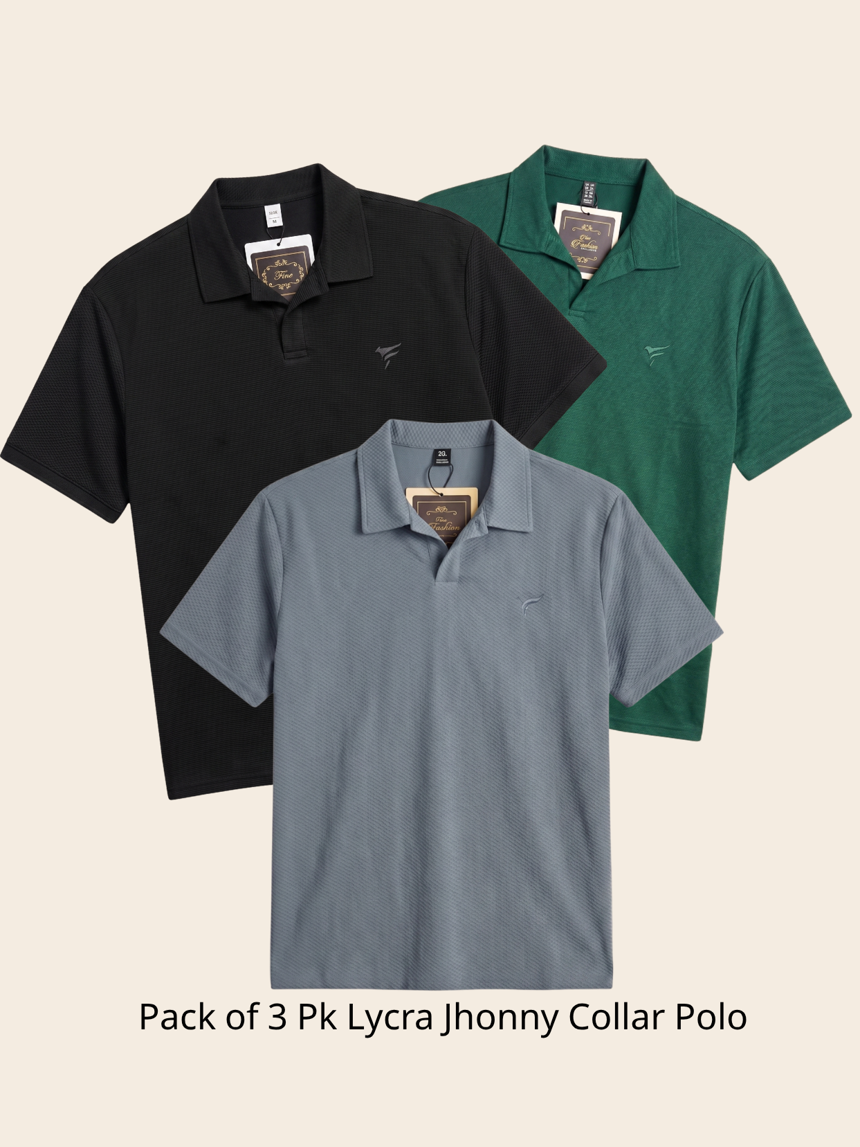 Pack of 3 Pk Lycra johnny Collar Polo| Summer Fit