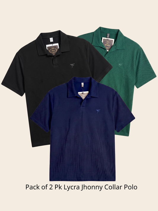 Pack of 3 Pk Lycra johnny Collar Polo| Summer Fit